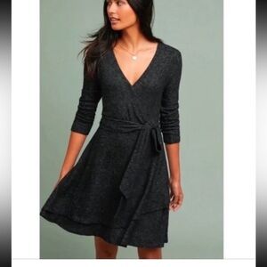 Anthropolgie x Saturday Sunday V-Neck Gray Sweater Dress- Size Medium.